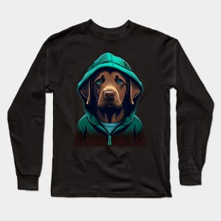 Labrador Retriever Wearing a Hoodie Long Sleeve T-Shirt